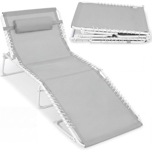 image:imageBest Choice Products Extra Wide Patio Chaise Lounge Chair Portable Outdoor Folding Recliner for Lawn w 8 Positions Handles 440lb Capacity  PeacockIce GrayWhite