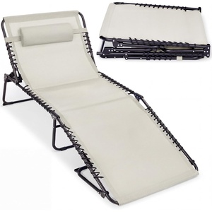 image:imageBest Choice Products Extra Wide Patio Chaise Lounge Chair Portable Outdoor Folding Recliner for Lawn w 8 Positions Handles 440lb Capacity  PeacockIvory
