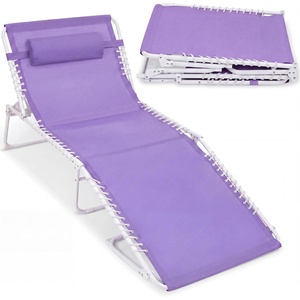 image:imageBest Choice Products Extra Wide Patio Chaise Lounge Chair Portable Outdoor Folding Recliner for Lawn w 8 Positions Handles 440lb Capacity  PeacockLavenderWhite