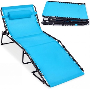 image:imageBest Choice Products Extra Wide Patio Chaise Lounge Chair Portable Outdoor Folding Recliner for Lawn w 8 Positions Handles 440lb Capacity  PeacockLight Blue