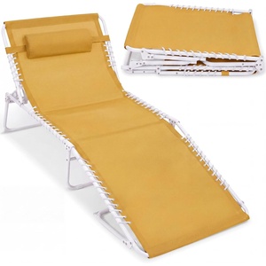 image:imageBest Choice Products Extra Wide Patio Chaise Lounge Chair Portable Outdoor Folding Recliner for Lawn w 8 Positions Handles 440lb Capacity  PeacockMarigoldWhite