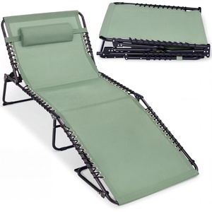 image:imageBest Choice Products Extra Wide Patio Chaise Lounge Chair Portable Outdoor Folding Recliner for Lawn w 8 Positions Handles 440lb Capacity  PeacockSage Green