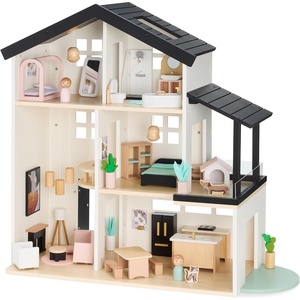 image:imageBest Choice Products Modern Wooden Dollhouse for Kids 3Story Doll House with 40 Furniture Accessories Interactive Dollhouse Set with Dolls MultiRoom Design for Girls amp Boys  SageBlack