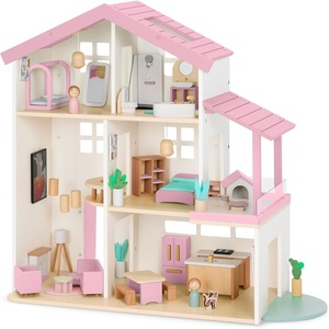 image:imageBest Choice Products Modern Wooden Dollhouse for Kids 3Story Doll House with 40 Furniture Accessories Interactive Dollhouse Set with Dolls MultiRoom Design for Girls amp Boys  SagePink