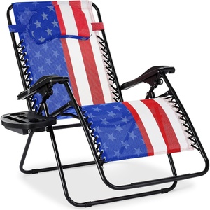 image:imageBest Choice Products Oversized Zero Gravity Chair Folding Outdoor Patio Lounge Recliner wCup Holder Accessory Tray Pillow  Dusty BlueAmerican Flag