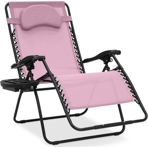 image:imageBest Choice Products Oversized Zero Gravity Chair Folding Outdoor Patio Lounge Recliner wCup Holder Accessory Tray Pillow  Dusty BlueBubblegum Pink