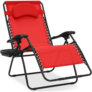 image:imageBest Choice Products Oversized Zero Gravity Chair Folding Outdoor Patio Lounge Recliner wCup Holder Accessory Tray Pillow  Dusty BlueCrimson Red