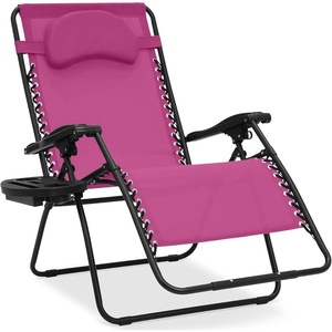 image:imageBest Choice Products Oversized Zero Gravity Chair Folding Outdoor Patio Lounge Recliner wCup Holder Accessory Tray Pillow  Dusty BlueHot PinkBlack