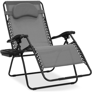 image:imageBest Choice Products Oversized Zero Gravity Chair Folding Outdoor Patio Lounge Recliner wCup Holder Accessory Tray Pillow  Dusty BlueIce Gray