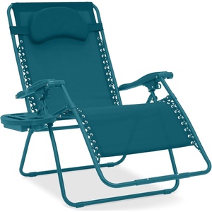 image:imageBest Choice Products Oversized Zero Gravity Chair Folding Outdoor Patio Lounge Recliner wCup Holder Accessory Tray Pillow  Dusty BluePeacock