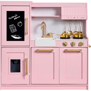 image:imageBest Choice Products Wooden Play Kitchen for Kids Pretend Play Cooking Toy Set with Sink Oven Microwave Refrigerator Ice Maker amp Accessories Kitchen Playset for Toddlers Ages 3  Plush PinkRose