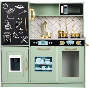 image:imageBest Choice Products Wooden Play Kitchen for Kids Pretend Play Cooking Toy Set with Sink Oven Microwave Refrigerator Ice Maker amp Accessories Kitchen Playset for Toddlers Ages 3  Plush PinkSage