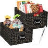 image:imageBest Choice Products Set of 4 9x12in Water Hyacinth Pantry Baskets Woven Organizers wChalkboard Label Chalk Marker  ChestnutBlack
