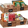 image:imageBest Choice Products Set of 4 9x12in Water Hyacinth Pantry Baskets Woven Organizers wChalkboard Label Chalk Marker  ChestnutChestnut