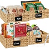 image:imageBest Choice Products Set of 4 9x12in Water Hyacinth Pantry Baskets Woven Organizers wChalkboard Label Chalk Marker  ChestnutNatural