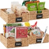 image:imageBest Choice Products Set of 4 9x12in Water Hyacinth Pantry Baskets Woven Organizers wChalkboard Label Chalk Marker  ChestnutNatural