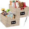 image:imageBest Choice Products Set of 4 9x12in Water Hyacinth Pantry Baskets Woven Organizers wChalkboard Label Chalk Marker  ChestnutWhite