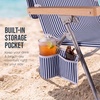 image:imageBest Choice Products Beach Chair with Adjustable Canopy Folding Zero Gravity Reclining Camp Lounge Chair with Backpack Straps amp Side Pocket Aluminum Frame Supports 350 lbs  Deep Sea StripeDeep Sea Stripe