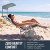 image:imageBest Choice Products Beach Chair with Adjustable Canopy Folding Zero Gravity Reclining Camp Lounge Chair with Backpack Straps amp Side Pocket Aluminum Frame Supports 350 lbs  Deep Sea StripeSeafoam