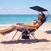 image:imageBest Choice Products Beach Chair with Adjustable Canopy Folding Zero Gravity Reclining Camp Lounge Chair with Backpack Straps amp Side Pocket Aluminum Frame Supports 350 lbs  Deep Sea StripeFlamingo
