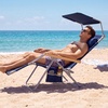 image:imageBest Choice Products Beach Chair with Adjustable Canopy Folding Zero Gravity Reclining Camp Lounge Chair with Backpack Straps amp Side Pocket Aluminum Frame Supports 350 lbs  Deep Sea StripeDeep Sea
