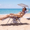 image:imageBest Choice Products Beach Chair with Adjustable Canopy Folding Zero Gravity Reclining Camp Lounge Chair with Backpack Straps amp Side Pocket Aluminum Frame Supports 350 lbs  Deep Sea StripeDeep Sea Stripe