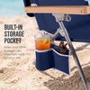 image:imageBest Choice Products Beach Chair with Adjustable Canopy Folding Zero Gravity Reclining Camp Lounge Chair with Backpack Straps amp Side Pocket Aluminum Frame Supports 350 lbs  Deep Sea StripeDeep Sea