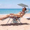 image:imageBest Choice Products Beach Chair with Adjustable Canopy Folding Zero Gravity Reclining Camp Lounge Chair with Backpack Straps amp Side Pocket Aluminum Frame Supports 350 lbs  Deep Sea StripeSeafoam