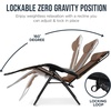 image:imageBest Choice Products Oversized Padded Zero Gravity Chair wCanopy Headrest Cup Holder Side Tray Folding Outdoor Patio Recliner Lounger  BeigeBrown