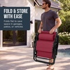 image:imageBest Choice Products Oversized Padded Zero Gravity Chair wCanopy Headrest Cup Holder Side Tray Folding Outdoor Patio Recliner Lounger  BeigeBurgundy