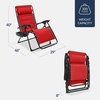 image:imageBest Choice Products Oversized Padded Zero Gravity Chair wCanopy Headrest Cup Holder Side Tray Folding Outdoor Patio Recliner Lounger  BeigeCrimson Red