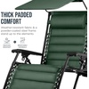image:imageBest Choice Products Oversized Padded Zero Gravity Chair wCanopy Headrest Cup Holder Side Tray Folding Outdoor Patio Recliner Lounger  BeigeForest Green
