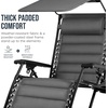image:imageBest Choice Products Oversized Padded Zero Gravity Chair wCanopy Headrest Cup Holder Side Tray Folding Outdoor Patio Recliner Lounger  BeigeGrey