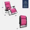 image:imageBest Choice Products Oversized Padded Zero Gravity Chair wCanopy Headrest Cup Holder Side Tray Folding Outdoor Patio Recliner Lounger  BeigeHot Pink