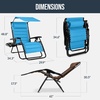 image:imageBest Choice Products Oversized Padded Zero Gravity Chair wCanopy Headrest Cup Holder Side Tray Folding Outdoor Patio Recliner Lounger  BeigeLight Blue