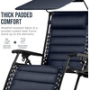 image:imageBest Choice Products Oversized Padded Zero Gravity Chair wCanopy Headrest Cup Holder Side Tray Folding Outdoor Patio Recliner Lounger  BeigeNavy Blue