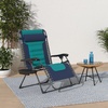 image:imageBest Choice Products Oversized Padded Zero Gravity Chair wCanopy Headrest Cup Holder Side Tray Folding Outdoor Patio Recliner Lounger  BeigeNavyTeal