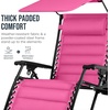 image:imageBest Choice Products Oversized Padded Zero Gravity Chair wCanopy Headrest Cup Holder Side Tray Folding Outdoor Patio Recliner Lounger  BeigePink