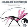 image:imageBest Choice Products Oversized Padded Zero Gravity Chair wCanopy Headrest Cup Holder Side Tray Folding Outdoor Patio Recliner Lounger  BeigePink