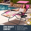 image:imageBest Choice Products Oversized Padded Zero Gravity Chair wCanopy Headrest Cup Holder Side Tray Folding Outdoor Patio Recliner Lounger  BeigePink