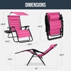 image:imageBest Choice Products Oversized Padded Zero Gravity Chair wCanopy Headrest Cup Holder Side Tray Folding Outdoor Patio Recliner Lounger  BeigePink