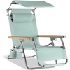 image:imageBest Choice Products Beach Chair with Adjustable Canopy Folding Zero Gravity Reclining Camp Lounge Chair with Backpack Straps amp Side Pocket Aluminum Frame Supports 350 lbs  Deep Sea StripeSeafoam