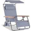 image:imageBest Choice Products Beach Chair with Adjustable Canopy Folding Zero Gravity Reclining Camp Lounge Chair with Backpack Straps amp Side Pocket Aluminum Frame Supports 350 lbs  Deep Sea StripeDeep Sea Stripe