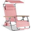 image:imageBest Choice Products Beach Chair with Adjustable Canopy Folding Zero Gravity Reclining Camp Lounge Chair with Backpack Straps amp Side Pocket Aluminum Frame Supports 350 lbs  Deep Sea StripeFlamingo