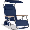 image:imageBest Choice Products Beach Chair with Adjustable Canopy Folding Zero Gravity Reclining Camp Lounge Chair with Backpack Straps amp Side Pocket Aluminum Frame Supports 350 lbs  Deep Sea StripeDeep Sea