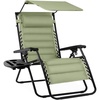 image:imageBest Choice Products Oversized Padded Zero Gravity Chair wCanopy Headrest Cup Holder Side Tray Folding Outdoor Patio Recliner Lounger  BeigeSage Green