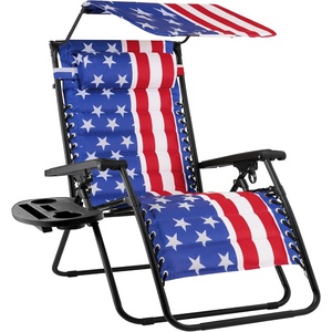 image:imageBest Choice Products Oversized Padded Zero Gravity Chair wCanopy Headrest Cup Holder Side Tray Folding Outdoor Patio Recliner Lounger  BeigeAmerican Flag