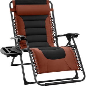 image:imageBest Choice Products Oversized Padded Zero Gravity Chair wCanopy Headrest Cup Holder Side Tray Folding Outdoor Patio Recliner Lounger  BeigeRustBlack