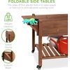 image:imageBest Choice Products 57x20x33in Mobile Raised Garden Bed Elevated Wood Planter Box Stand for Backyard Patio wFolding Side Tables Locking Wheels  Brown