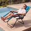 image:imageBest Choice Products Padded Zero Gravity Chair with Side Tray Adjustable Headrest Folding Outdoor Recliner WeatherResistant Oxford Fabric Supports 350 lbs  Peacock BluePeacock Blue